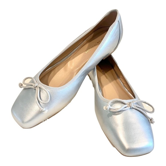 NWT — Fasion to Figure Fawn Ballet Flats Metallic Silver w/Bow Size 9W - Picture 6 of 10